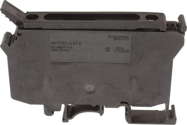 Schneider Electric - 1 Pole, 500 Volt, 10 Amp, -40 to 266°F, DIN Rail Mount, Polyamide Fused Terminal Block - 3 Contacts, 1/2 to 16mm Compatibility, 60-1/2mm High - Eagle Tool & Supply