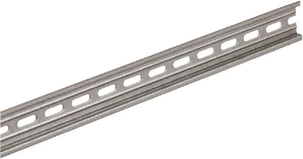 Square D - 10 Inch Long x 0.3 Inch Wide x 1.38 Inch High x Steel DIN Rail - 0.04 Inch Thick - Eagle Tool & Supply