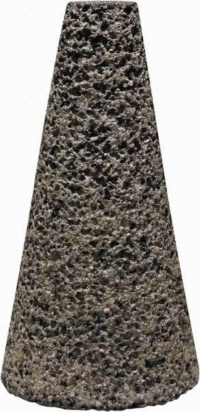 Tru-Maxx - Type 17, 1-1/2" Max Diam, 3" Head Thickness, 16 Grit Oval Cone - Zirconia Alumina, Coarse Grade, 3/8-24 Shank Thread - Eagle Tool & Supply