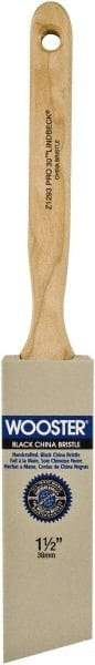 Wooster Brush - 1-1/2" Angled Hog Sash Brush - 2-7/16" Bristle Length, 8" Maple Fluted Handle - Eagle Tool & Supply