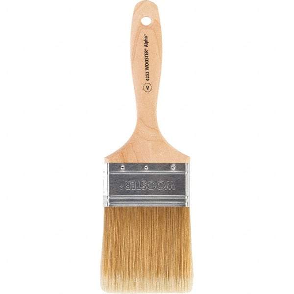 Wooster Brush - 3" Flat Synthetic Varnish Brush - 3-3/16" Bristle Length, 6-1/2" Maple Beavertail Handle - Eagle Tool & Supply