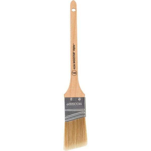 Wooster Brush - 1-1/2" Angled Synthetic Sash Brush - 2-3/16" Bristle Length, 8" Maple Rattail Handle - Eagle Tool & Supply