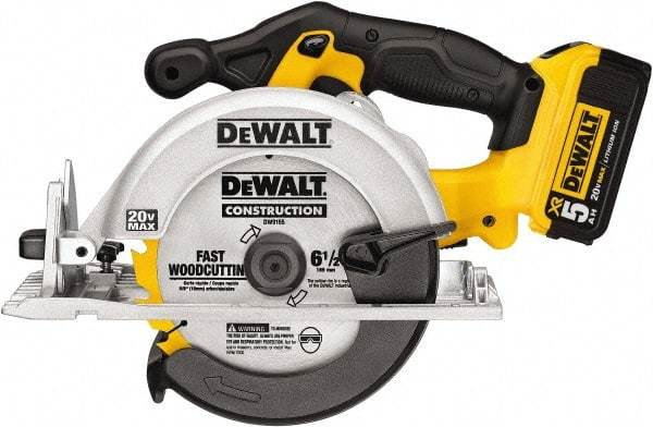 DeWALT - 20 Volt, 6-1/2" Blade, Cordless Circular Saw - 5,000 RPM, 1 Lithium-Ion Battery Included - Eagle Tool & Supply