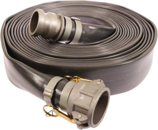 Continental ContiTech - 3" ID x 3.27 OD, 50 Working psi, Gray Pliovic Hose, Lays Flat - 50' Long, -10 to 150°F - Eagle Tool & Supply