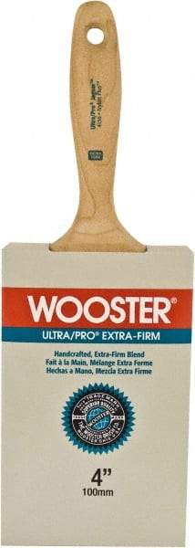 Wooster Brush - 4" Flat Synthetic Wall Brush - 3-15/16" Bristle Length, 6-1/4" Maple Beavertail Handle - Eagle Tool & Supply