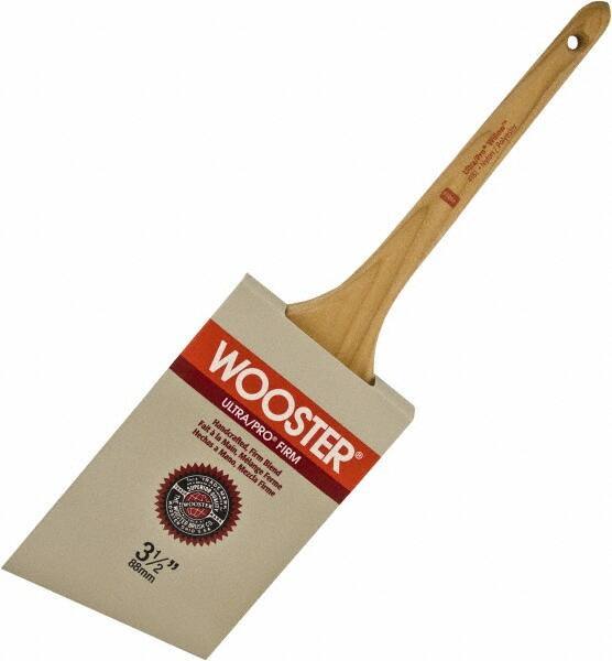 Wooster Brush - 3-1/2" Angled Nylon/Polyester Sash Brush - 3-3/16" Bristle Length, 8" Maple Rattail Handle - Eagle Tool & Supply
