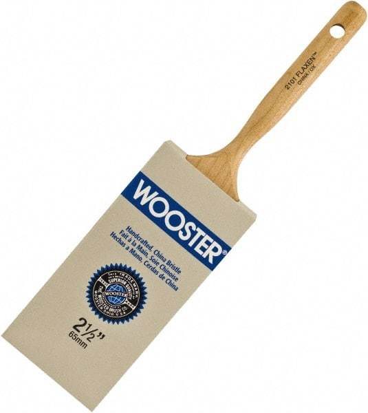 Wooster Brush - 2-1/2" Flat Hog Varnish Brush - 2-11/16" Bristle Length, 6-1/4" Maple Dowel Handle - Eagle Tool & Supply