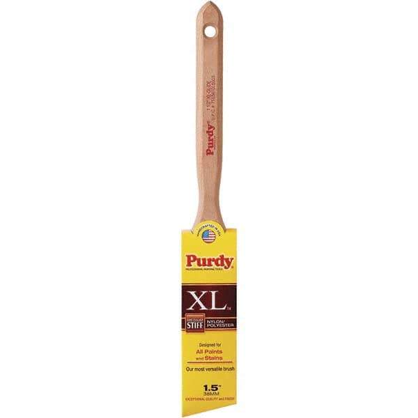 Purdy - 1-1/2" Angled Synthetic Trim Brush - 2-7/16" Bristle Length, 2-7/16" Wood Fluted Handle - Eagle Tool & Supply