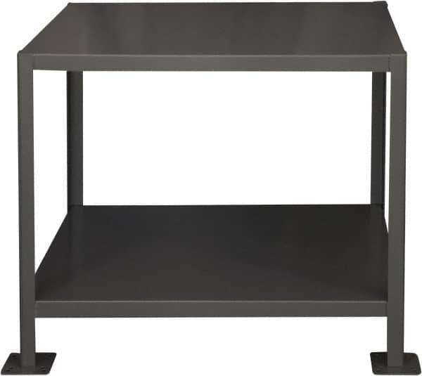 Durham - 48 Wide x 36" Deep x 36" High, Steel Machine Work Table - Flat Top, Rounded Edge, Fixed Legs, Gray - Eagle Tool & Supply