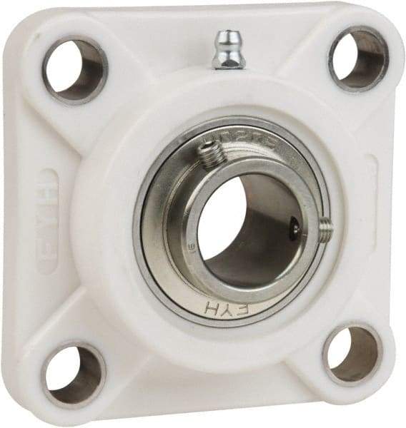 Value Collection - 5/8" ID, 3-3/8" OAL x 1-7/16" OAH 4-Bolt Flange Mounted Bearing - 1,495 Lb Static Cap, 2,877 Lb Dyn Cap, 2-1/2" Btw Mnt Hole Ctrs, 45/64" Base-to-Ctr Ht, Thermoplastic - Eagle Tool & Supply