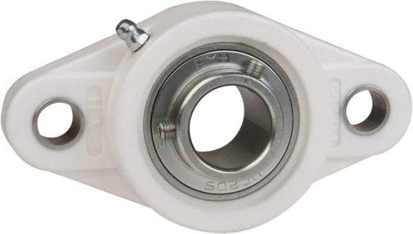 Value Collection - 5/8" ID, 4-7/16" OAL x 1-5/16" OAH 2-Bolt Flange Mounted Bearing - 1,495 Lb Static Cap, 2,877 Lb Dyn Cap, 3-35/64" Btw Mnt Hole Ctrs, 19/32" Base-to-Ctr Ht, Thermoplastic - Eagle Tool & Supply