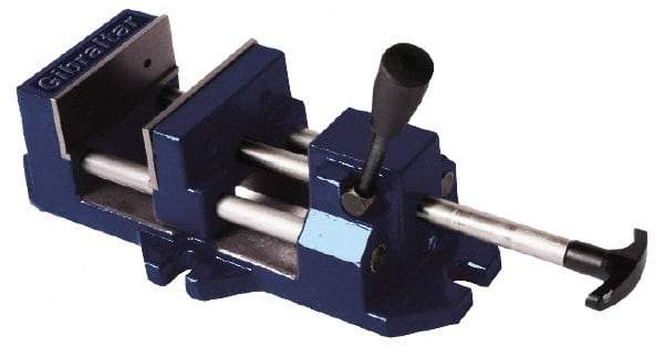 Gibraltar - 6" Jaw Opening Capacity x 1-5/8" Throat Depth, Horizontal Drill Press Vise - 6" Wide Jaw, Stationary Base, Standard Speed, 14-5/8" OAL x 4-1/2" Overall Height, Cast Iron - Eagle Tool & Supply