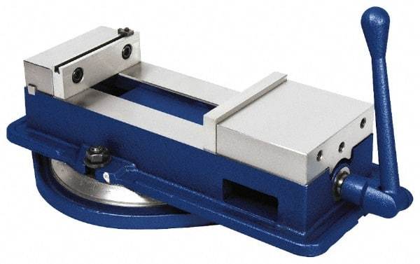 Gibraltar - 6" Jaw Width, 8-3/4" Jaw Opening Capacity, Horizontal Swivel Machine Vise - Manual Operation, 1 Station, 19-1/2" Long x 6-1/4" High x 1-5/8" Deep, 1-5/8" Jaw Height - Eagle Tool & Supply