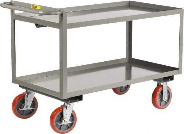 Little Giant - 3,600 Lb Capacity, 24" Wide x 42" Long x 36" High Shelf Cart - 2 Shelf, Steel, 2 Rigid/2 Swivel Casters - Eagle Tool & Supply