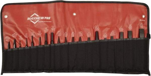 Mayhew - 19 Piece Punch & Chisel Set - 1/8 to 3/4" Chisel, 1/8 to 3/8" Punch, Hexagon Shank - Eagle Tool & Supply