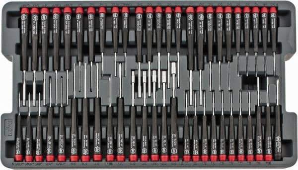 Wiha - 51 Piece Hex, Nut Driver, Phillips, Slotted & Torx Screwdriver Set - Bit Sizes: Hex SAE 0.028, 0.035, 0.05, 1/16, 5/64, 3/32, 7/64, 1/8, 9/64 & 5/32, Philips #000 to #1, Torx T1, T2, T3, T4, T5, T6, T7, T8, T9 & T10 - Eagle Tool & Supply