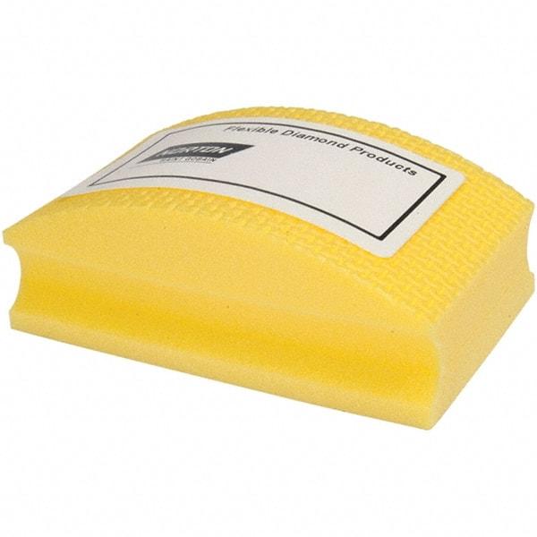 Norton - Super Fine Grade, 400 Grit, Diamond Hand Pad - Yellow, 2-1/8" Wide x 3-1/2" Long x 1-1/2" Thick, Nonwoven - Eagle Tool & Supply
