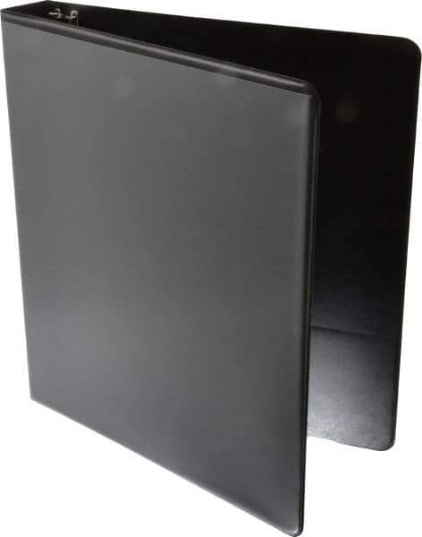 UNIVERSAL - 1" Sheet Capacity, 8-1/2 x 11", Deluxe Round Ring View Binder - Suede Grain Vinyl, Black - Eagle Tool & Supply