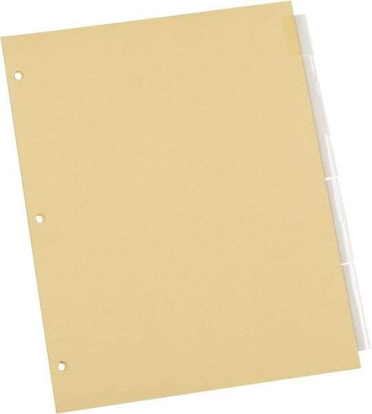 UNIVERSAL - 8-1/2 x 11" 8 Tabs, Single Sided Clear Mylar Reinforced Binding Edge, Insertable Tab Economy Indexes - Clear Tabs, Buff Folder - Eagle Tool & Supply