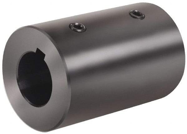 Climax Metal Products - 25mm Inside x 50mm Outside Diam, Metric Set Screw Rigid Coupling with Keyway - 76mm Long x 8mm Keyway Width x 3.3mm Keyway Depth - Eagle Tool & Supply
