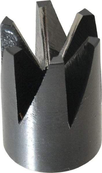 Made in USA - 60° Included Angle, 3/8-24" Hole Thread, Chamfer Edge, High Speed Steel, Outer Tube Edge Finishing Cutter - 7/8" Cutter Head Outside Diam, 1/2" Max Workpiece, 1-1/4" Long, 1/8" Threaded Hole Diam - Eagle Tool & Supply