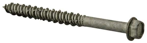 Elco - 1/4" Diam, 2-3/4" Length Under Head, Hex Drive, Concrete Screw & Masonry Fastener - Stainless Steel, StalGard Silver Finish, Includes 5/16" Drill Bit - Eagle Tool & Supply