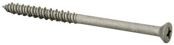 Elco - 1/4" Diam, 3-3/4" OAL, Phillips Drive, Concrete Screw & Masonry Fastener - Stainless Steel, StalGard Silver Finish, Includes #2 Drill Bit - Eagle Tool & Supply