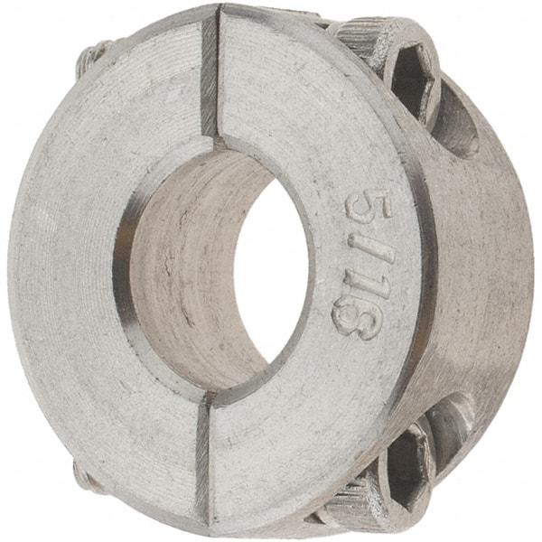 Value Collection - 5/16" Bore, Stainless Steel, Two Piece Shaft Collar - 11/16" Outside Diam, 5/16" Wide - Eagle Tool & Supply