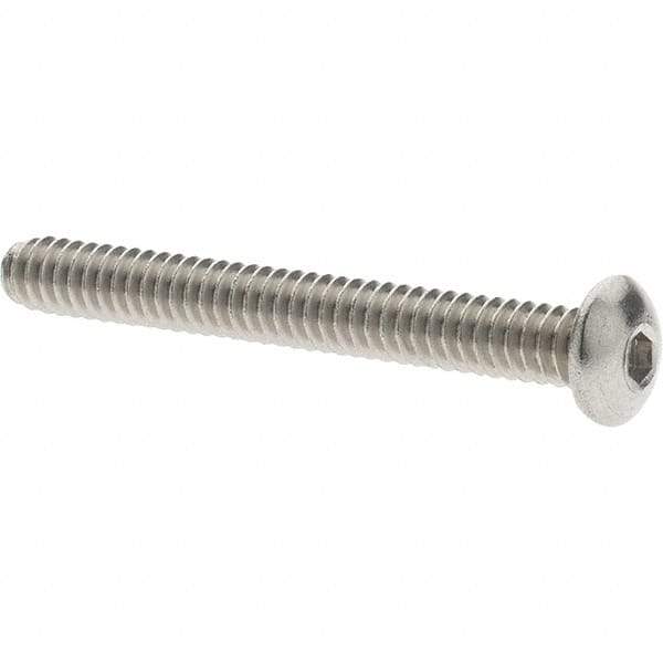 Value Collection - #4-40 UNC Hex Socket Drive, Button Screw - Grade 18.8 Stainless Steel, Fully Threaded, 1" Length Under Head - Eagle Tool & Supply
