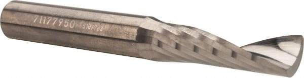 Accupro - 3/8" Cutting Diam x 1-1/8" Length of Cut, 1 Flute, Upcut Spiral Router Bit - Uncoated, Right Hand Cut, Solid Carbide, 3" OAL x 3/8" Shank Diam, Single Edge, 21° Helix Angle - Eagle Tool & Supply