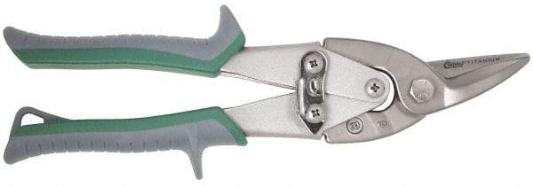 Clauss - 1-3/4" Length of Cut, Right Pattern Aviation Snip - 10-1/4" OAL, Nonslip Spring Assisted Grip Handle, 22 AWG Steel Capacity - Eagle Tool & Supply