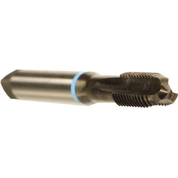 Emuge - M3.5x0.60 Metric Coarse 6HX 3 Flute Nitride Finish Cobalt Straight Flute Machine Tap - Modified Bottoming, Right Hand Thread, 56mm OAL, 12mm Thread Length, Oversize - Exact Industrial Supply