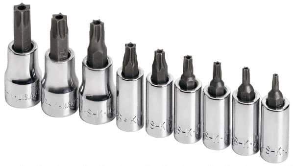 SK - 9 Piece 1/4 & 3/8" Drive Torx Bit Socket Set - T10 to T50 Torx - Eagle Tool & Supply