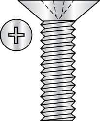 Made in USA - #2-56 UNC, 5/32" OAL Phillips Drive Machine Screw - Flat Head, Grade 3 Steel, Yellow Cadmium-Plated Finish, Without Washer - Eagle Tool & Supply