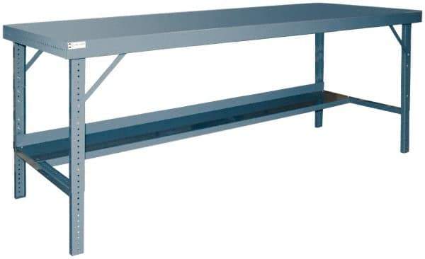 Durham - 72 Wide x 30" Deep x 28" High, Steel Workbench - Rolled Edge, Adjustable Height Folding Legs - Eagle Tool & Supply