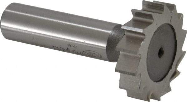 Keo - 1-1/4" Diam x 5/16" Face Width, High Speed Steel, 14 Teeth, Shank Connection Woodruff Keyseat Cutter - Uncoated, 2-5/16" OAL x 1/2" Shank, Straight Teeth, ANSI 1010, Old Standard D - Eagle Tool & Supply