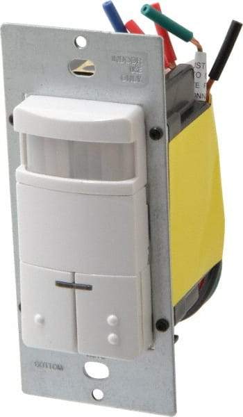 Leviton - 2,100 Square Ft. Coverage, Infrared Occupancy Sensor Wall Switch - 1,800 at 120 V Incandescent, 1,200 at 120 V and 2,700 at 277 V Fluorescent, 120 to 277 VAC, White - Eagle Tool & Supply