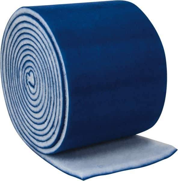 Made in USA - 60' Long x 25" Wide x 2" Thick Polyester Media Air Filter Media Roll - MERV 8, 89% Arrestance Efficiency, 500 FPM Max Air Flow, 0.21" wpg Init Resist, 1" wpg Final Resist, 30 to 35% Particle Capture Efficiency, Use with Any Unit - Eagle Tool & Supply