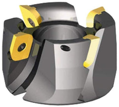 Kennametal - 3 Inserts, 2" Cut Diam, 3/4" Arbor Diam, 0.49" Max Depth of Cut, Indexable Square-Shoulder Face Mill - 0/90° Lead Angle, 2" High, LFEW 353...R Insert Compatibility, Series RPF - Eagle Tool & Supply