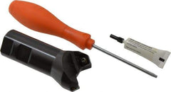 Kennametal - 45° Lead Angle, 1-13/16" Max Cut Diam, 1.26" Min Cut Diam, 0.26" Max Depth of Cut, Indexable Chamfer and Angle End Mill - 2 Inserts, SE..T 443AE..N Insert Style, 3.855" Overall Length, Straight Shank - Eagle Tool & Supply