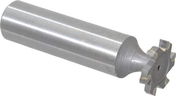Made in USA - 5/8" Diam x 3/32" Face Width, Carbide-Tipped, 6 Teeth, Shank Connection Woodruff Keyseat Cutter - Uncoated, 2-3/32" OAL x 1/2" Shank, Staggered Teeth, ANSI 305, Old Standard 4 - Eagle Tool & Supply