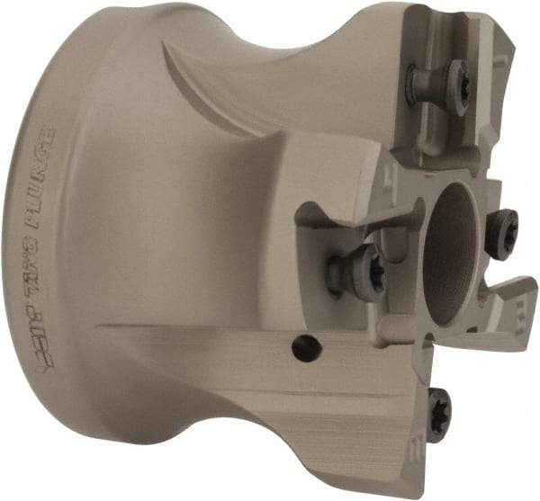 Iscar - 4 Inserts, 2" Cut Diam, 3/4" Arbor Diam, 0.118" Max Depth of Cut, Indexable Square-Shoulder Face Mill - 0/90° Lead Angle, 1.57" High, HTP LNHT 1606 Insert Compatibility, Through Coolant, Series TangPlunge - Eagle Tool & Supply