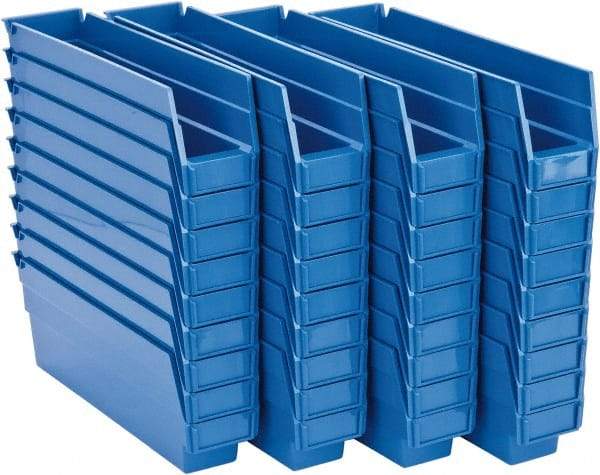 Quantum Storage - 50 Lb. Load Capacity, 11-5/8" Deep, Blue Polypropylene Hopper Shelf Bin - 4" High x 2-3/4" Wide x 11-5/8" Long - Eagle Tool & Supply