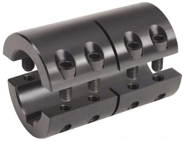 Climax Metal Products - 5/8 x 1/2" Bore, Steel, With Keyway Two Piece Split Shaft Collar - 1-5/16" Outside Diam, 2" Wide - Eagle Tool & Supply