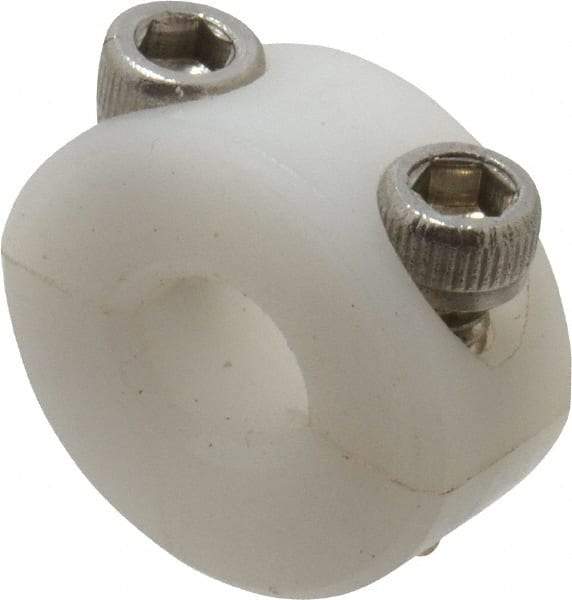 Climax Metal Products - 1/4" Bore, Plastic, Two Piece Clamping Shaft Collar - 5/8" Outside Diam, 9/32" Wide - Eagle Tool & Supply