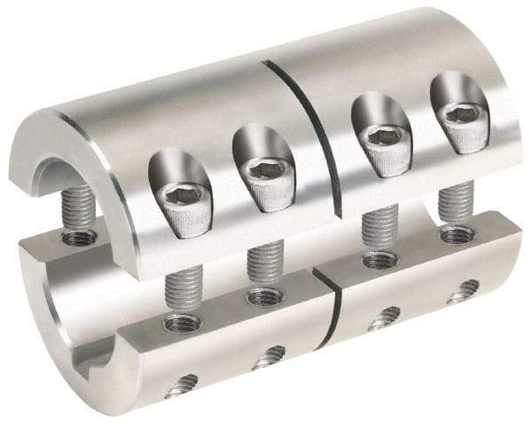 Climax Metal Products - 5/8 x 1/2" Bore, Stainless Steel, With Keyway Two Piece Split Shaft Collar - 1-5/16" Outside Diam, 2" Wide - Eagle Tool & Supply
