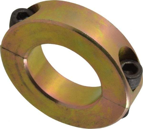 Climax Metal Products - 1-3/16" Bore, Steel, Two Piece Clamping Shaft Collar - 2-1/16" Outside Diam, 1/2" Wide - Eagle Tool & Supply