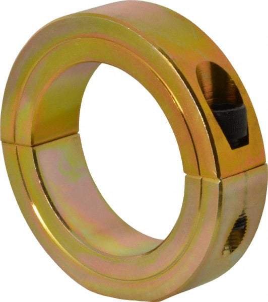 Climax Metal Products - 2-3/16" Bore, Steel, Two Piece Clamping Shaft Collar - 3-1/4" Outside Diam, 3/4" Wide - Eagle Tool & Supply