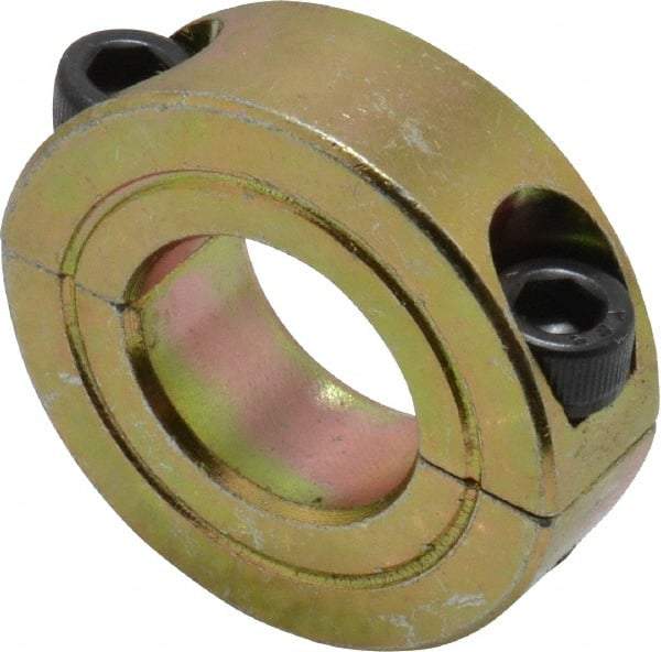 Climax Metal Products - 11/16" Bore, Steel, Two Piece Clamping Shaft Collar - 1-3/8" Outside Diam, 7/16" Wide - Eagle Tool & Supply