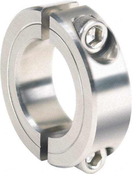 Climax Metal Products - 2-3/4" Bore, Stainless Steel, Two Piece Clamping Shaft Collar - 4" Outside Diam, 7/8" Wide - Eagle Tool & Supply